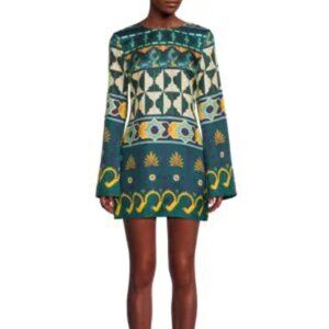 LA DOUBLEJ Supremes Swing Silk Bell-Sleeve Minidress
